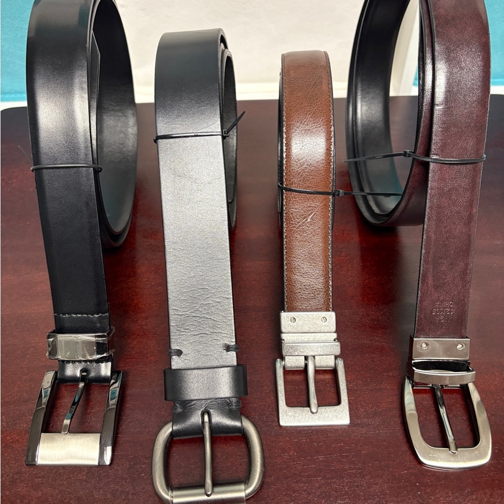Men’s Leather Belts 4pack/Sizes 40-41 / 2 Black, 2 Brown & Mahogany Reversible
